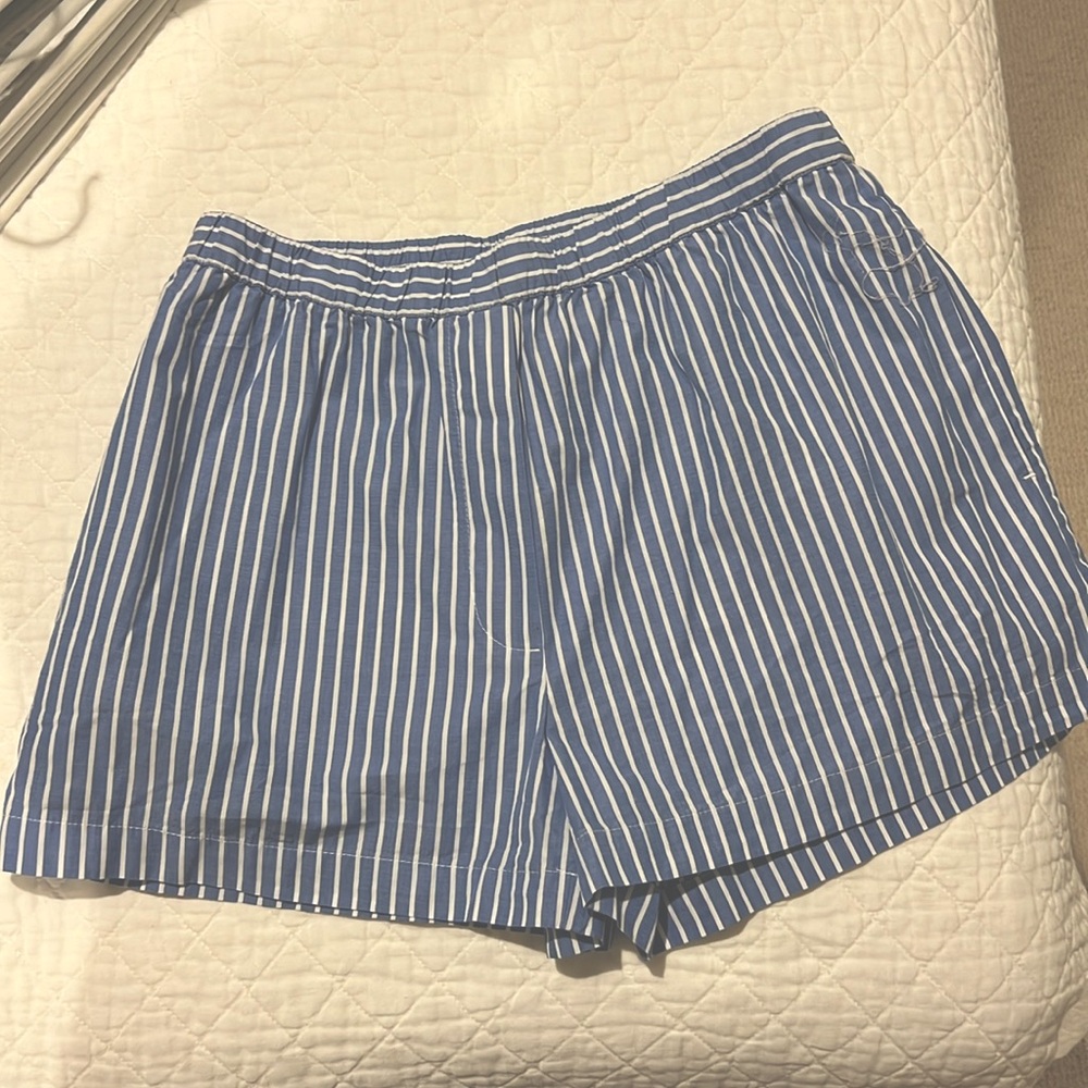 Aritzia Wilfred Free Blue and white striped shorts.  (Size Medium)